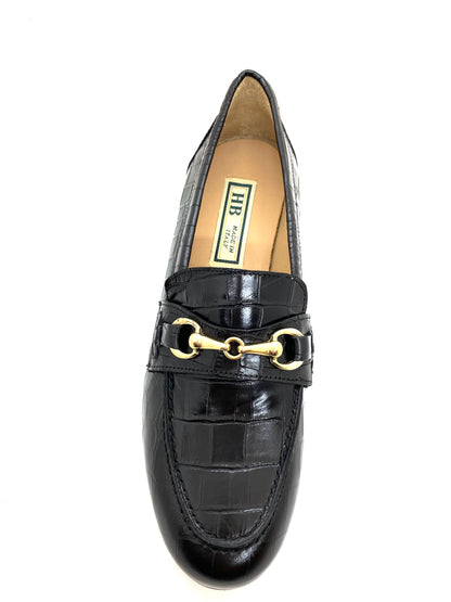 HB ladies Zoe Snaffle Trim Moccasin Black Croco