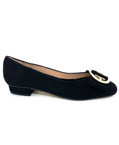 June Low Heel Pump Shoe with Gold Buckle Detail
