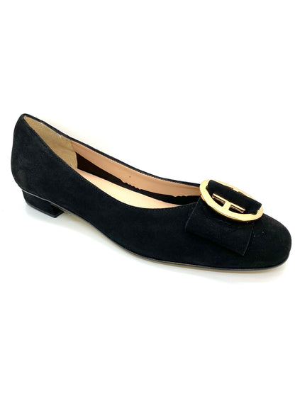 June Low Heel Pump Shoe with Gold Buckle Detail