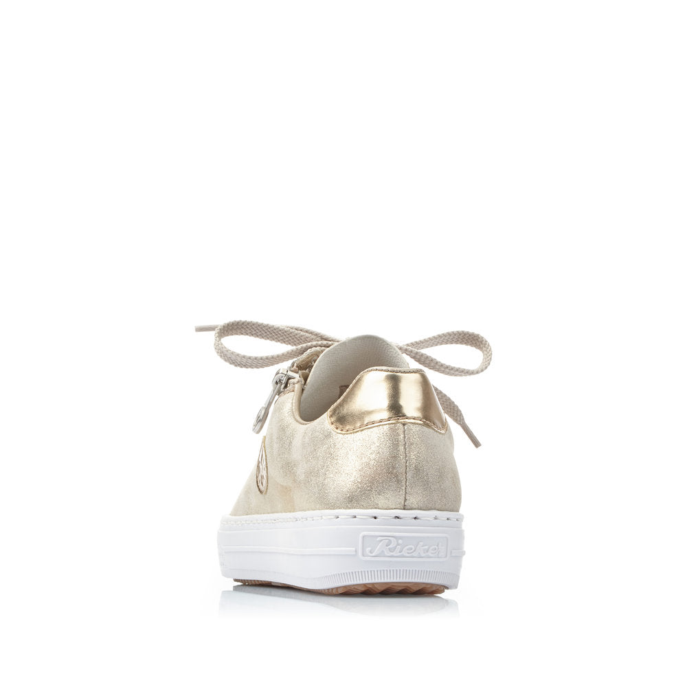 Rieker Ladies Soft Gold Metallic Lace Up Trainer Shoe
