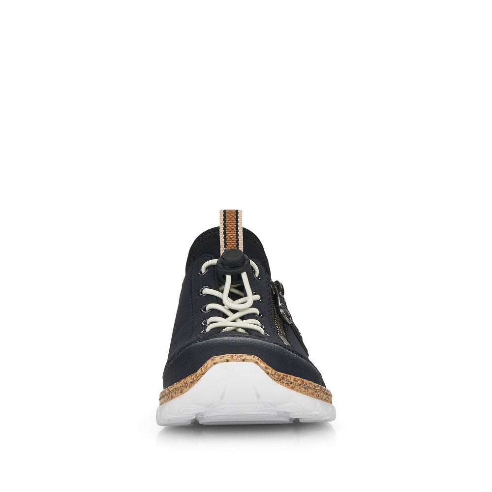 Rieker Ladies Navy Elastic Lace Up Casual Trainer Shoe
