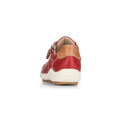 Remonte Ladies Zip Sided Lace Up Shoe Red