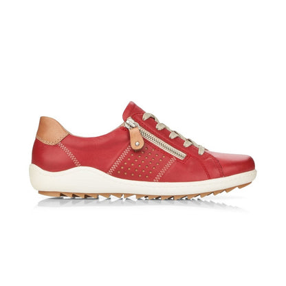 Remonte Ladies Zip Sided Lace Up Shoe Red