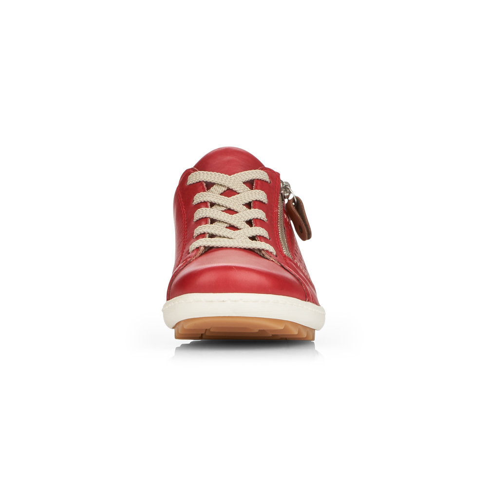 Remonte Ladies Zip Sided Lace Up Shoe Red
