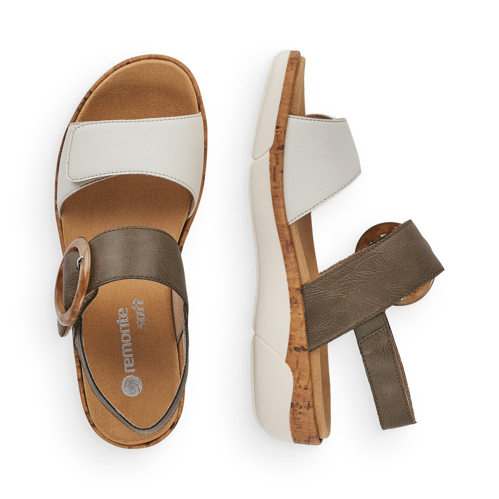 Remonte Ladies Buckle Detail Sandal Kharki