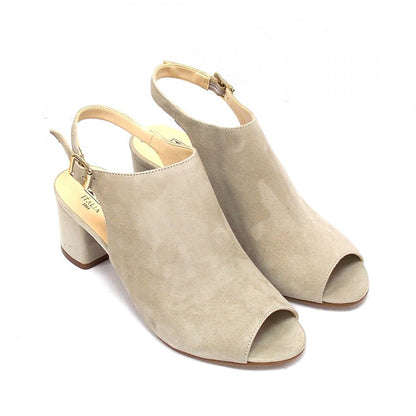 HB Shoes Ladies Mid Heel Open Toe Sandal (BEIGE)