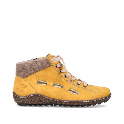 Rieker Ladies Lace Ankle Boot Yellow